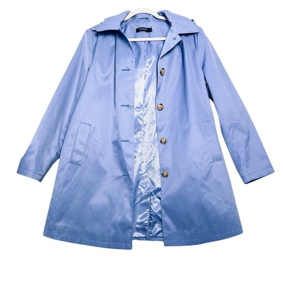 Lauren Ralph Lauren Women Raincoat NWT Size XL Detach Hood French Blue Spring - Picture 5 of 16